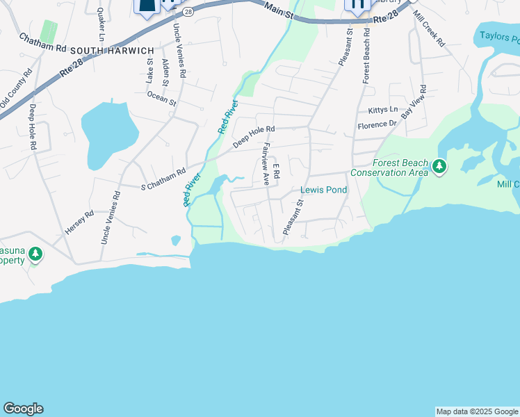 map of restaurants, bars, coffee shops, grocery stores, and more near 27 Sea Mist Lane in Chatham