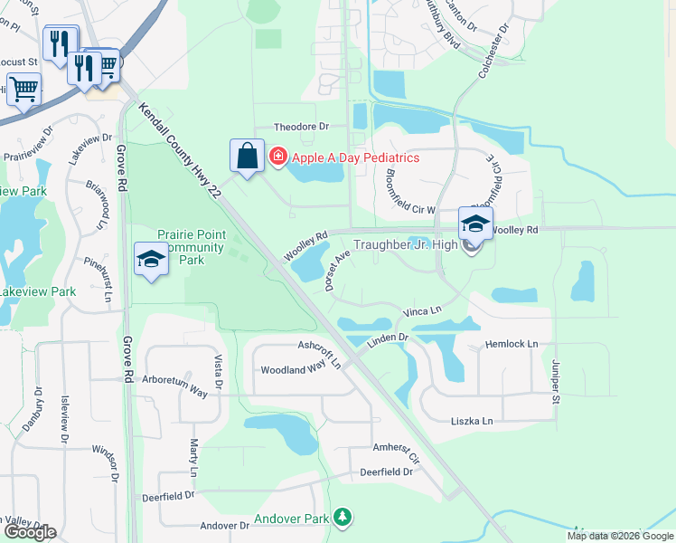 map of restaurants, bars, coffee shops, grocery stores, and more near 188 Dorset Avenue in Oswego