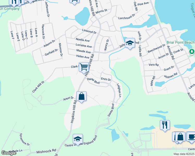 map of restaurants, bars, coffee shops, grocery stores, and more near 24 Enzo Drive in Coventry