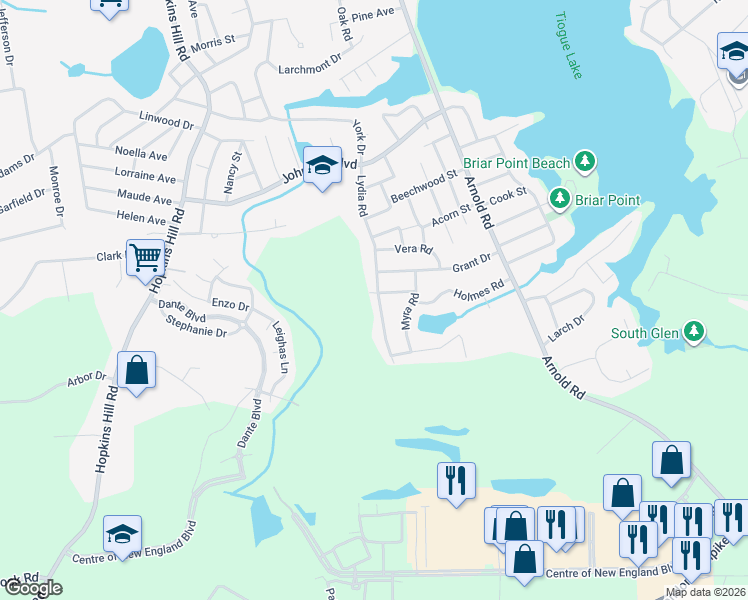 map of restaurants, bars, coffee shops, grocery stores, and more near 31 Lydia Road in Coventry