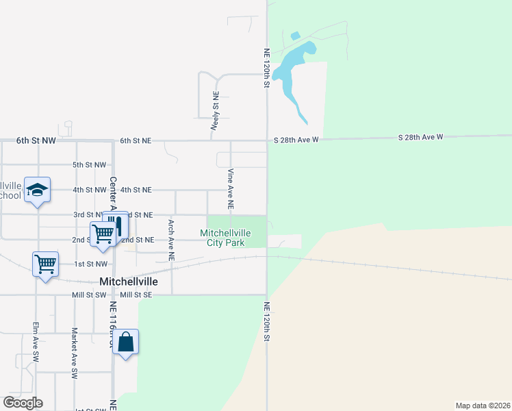 map of restaurants, bars, coffee shops, grocery stores, and more near 304 Jasper Avenue Southeast in Mitchellville