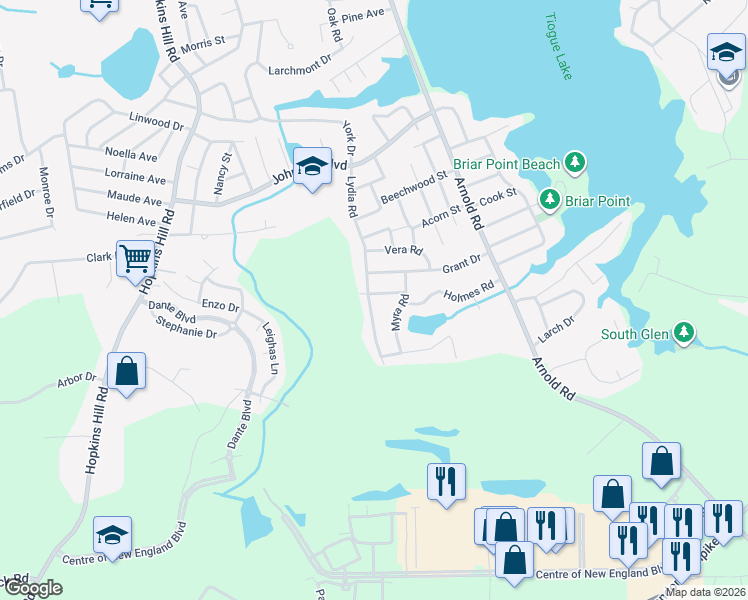 map of restaurants, bars, coffee shops, grocery stores, and more near 31 Lydia Road in Coventry