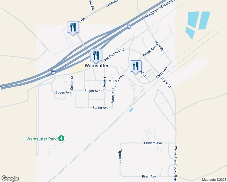 map of restaurants, bars, coffee shops, grocery stores, and more near Vasquez Lane in Wamsutter