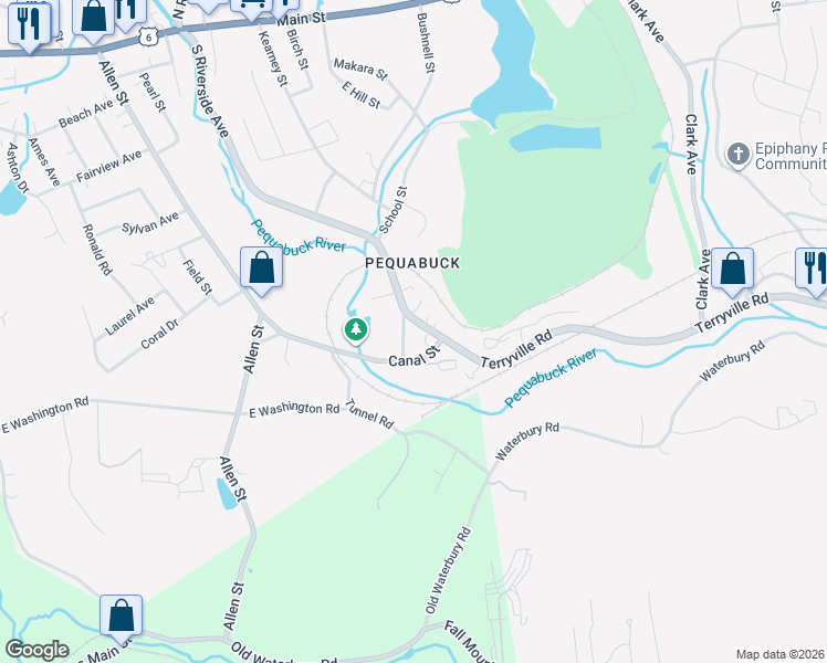 map of restaurants, bars, coffee shops, grocery stores, and more near 17 Canal Street in Plymouth