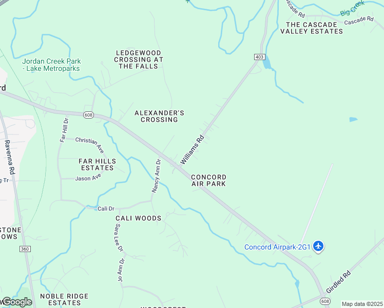 map of restaurants, bars, coffee shops, grocery stores, and more near 7359 Williams Road in Painesville