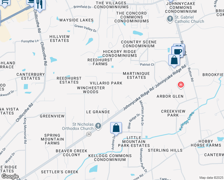 map of restaurants, bars, coffee shops, grocery stores, and more near Holly Park Drive in Lake County
