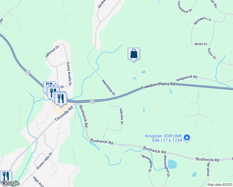 map of restaurants, bars, coffee shops, grocery stores, and more near in Dutchess County