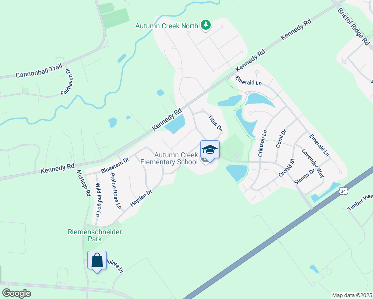 map of restaurants, bars, coffee shops, grocery stores, and more near 2141 Prairie Grass Lane in Yorkville