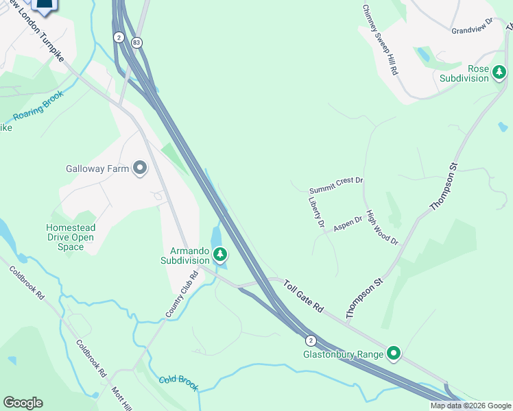map of restaurants, bars, coffee shops, grocery stores, and more near 45 Toll Gate Road in Glastonbury