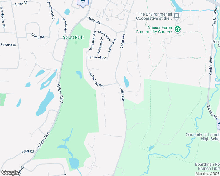 map of restaurants, bars, coffee shops, grocery stores, and more near 30 Walnut Hill Road in Poughkeepsie