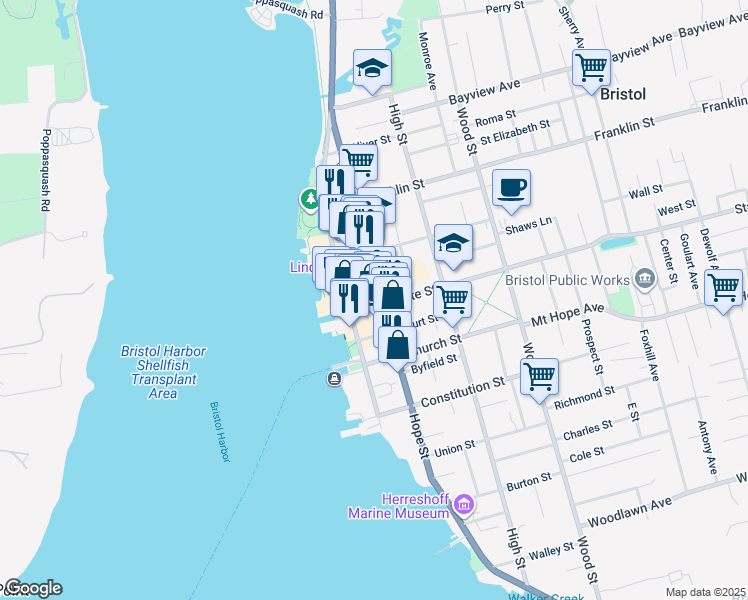 map of restaurants, bars, coffee shops, grocery stores, and more near in Bristol