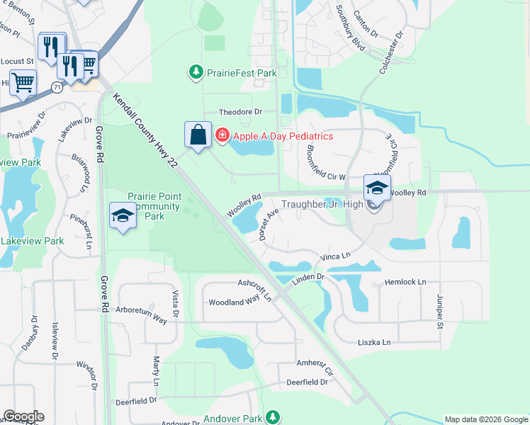 map of restaurants, bars, coffee shops, grocery stores, and more near 215 Dorset Avenue in Oswego