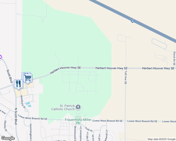map of restaurants, bars, coffee shops, grocery stores, and more near 791 Silver Charm Lane in Iowa City