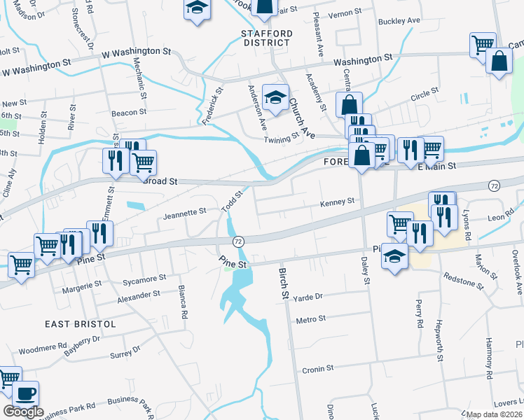 map of restaurants, bars, coffee shops, grocery stores, and more near 66 Broad Place in Bristol