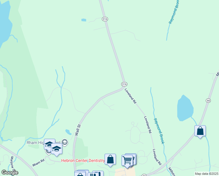 map of restaurants, bars, coffee shops, grocery stores, and more near 181 Wall Street in Hebron