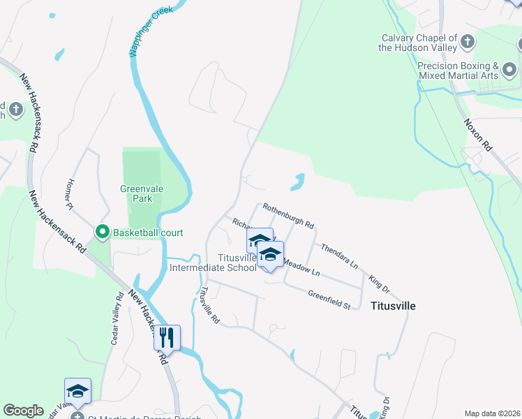 map of restaurants, bars, coffee shops, grocery stores, and more near 119 Rothenburgh Road in Poughkeepsie