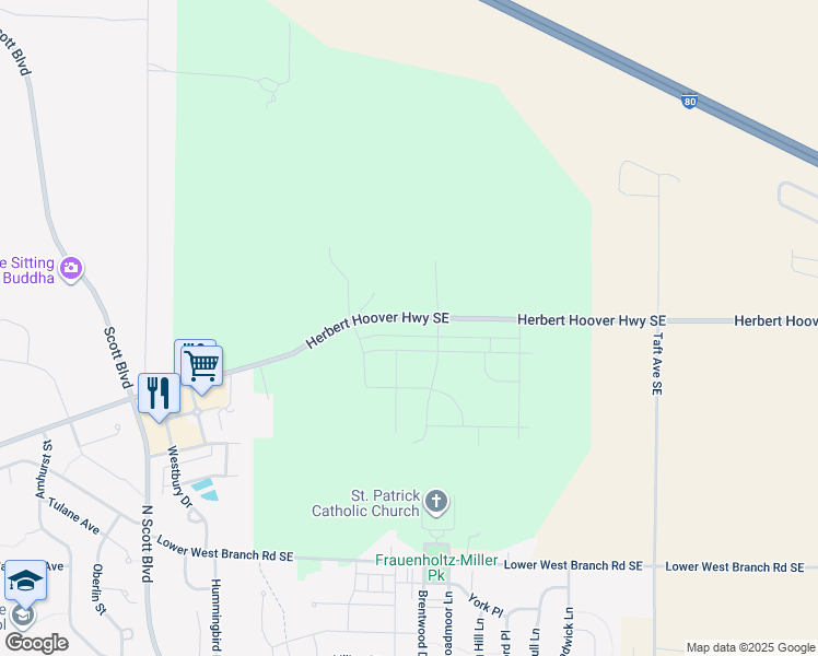 map of restaurants, bars, coffee shops, grocery stores, and more near 4670 Herbert Hoover Highway Southeast in Iowa City