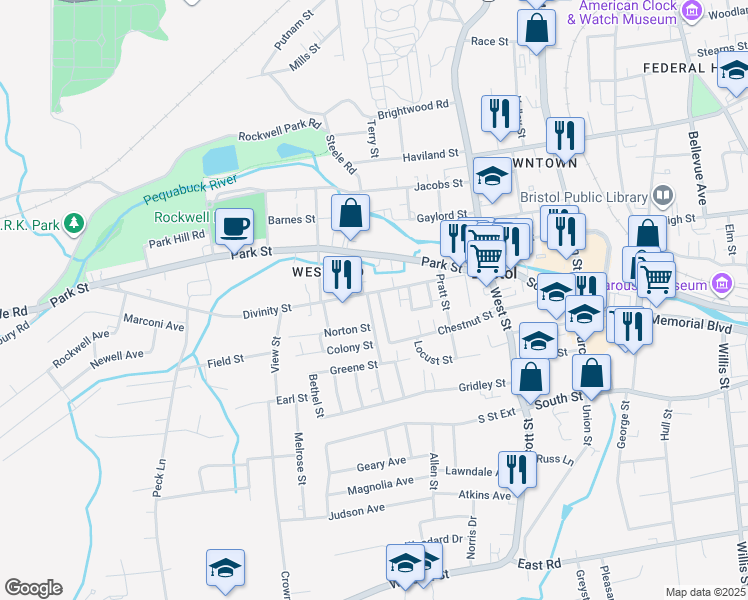 map of restaurants, bars, coffee shops, grocery stores, and more near 116 Divinity Street in Bristol