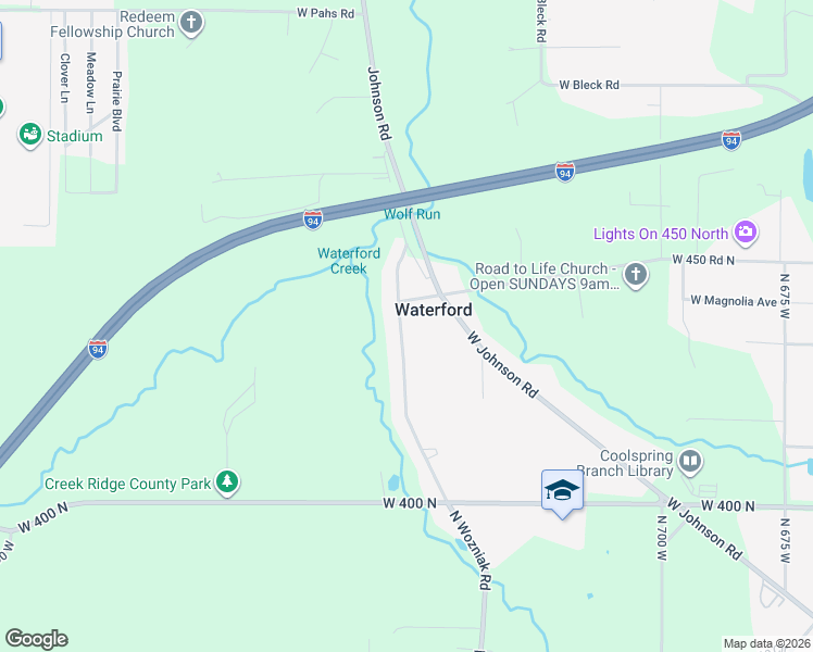 map of restaurants, bars, coffee shops, grocery stores, and more near in Waterford