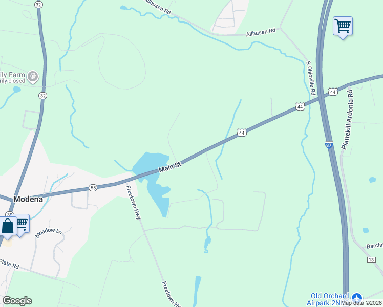 map of restaurants, bars, coffee shops, grocery stores, and more near 1803 U.S. 44 in Modena