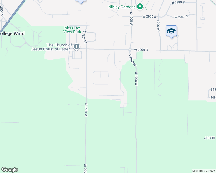 map of restaurants, bars, coffee shops, grocery stores, and more near 1372 West 3390 South in Nibley
