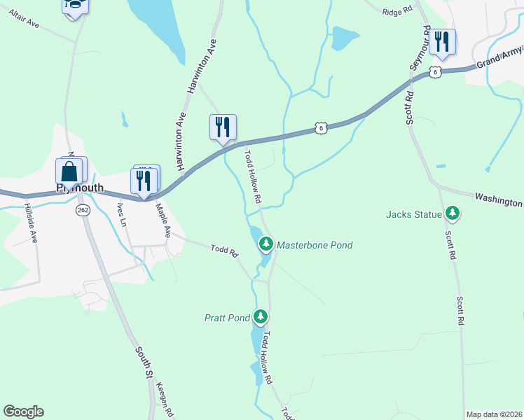 map of restaurants, bars, coffee shops, grocery stores, and more near 41 Todd Hollow Road in Plymouth