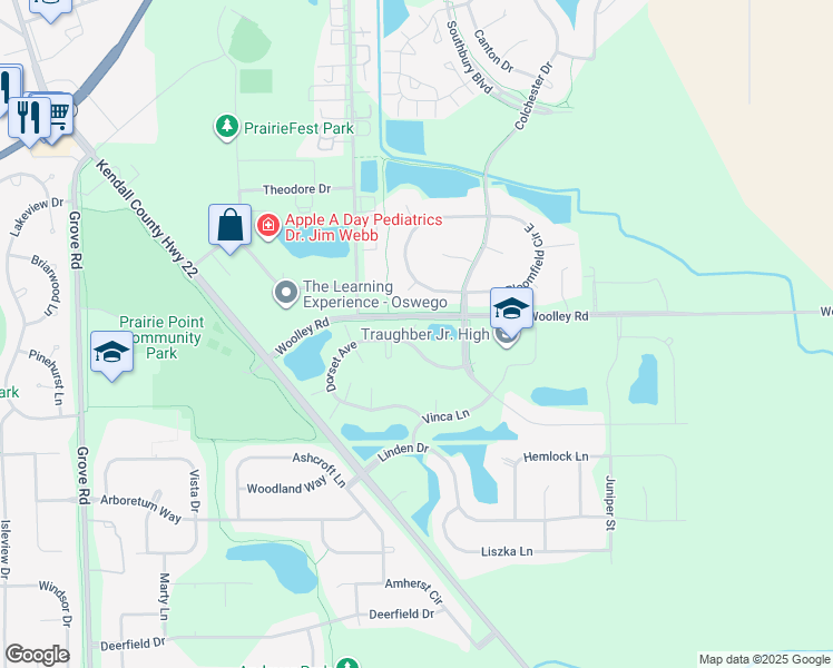 map of restaurants, bars, coffee shops, grocery stores, and more near 137 Dorset Avenue in Oswego
