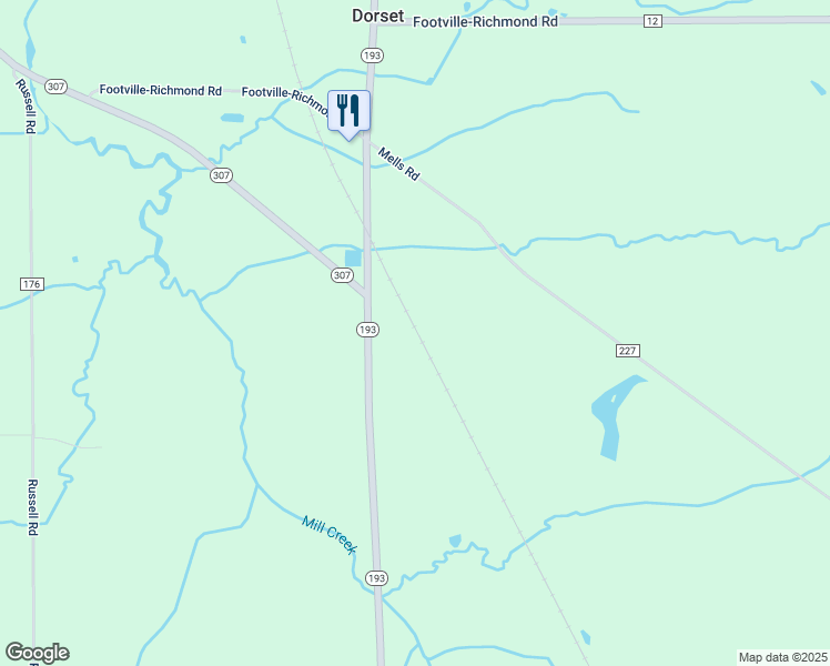 map of restaurants, bars, coffee shops, grocery stores, and more near 2904 Ohio 193 in Dorset