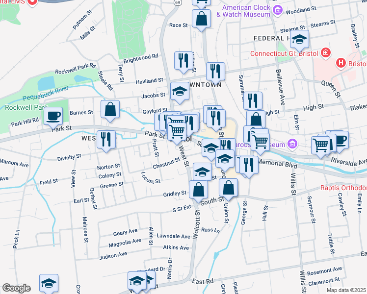 map of restaurants, bars, coffee shops, grocery stores, and more near in Bristol