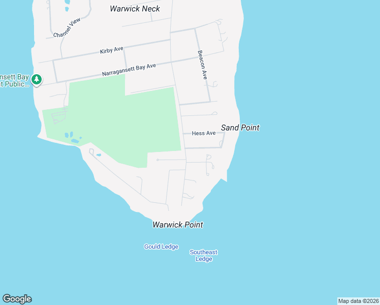 map of restaurants, bars, coffee shops, grocery stores, and more near 1200 Warwick Neck Avenue in Warwick