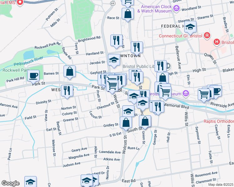 map of restaurants, bars, coffee shops, grocery stores, and more near in Bristol