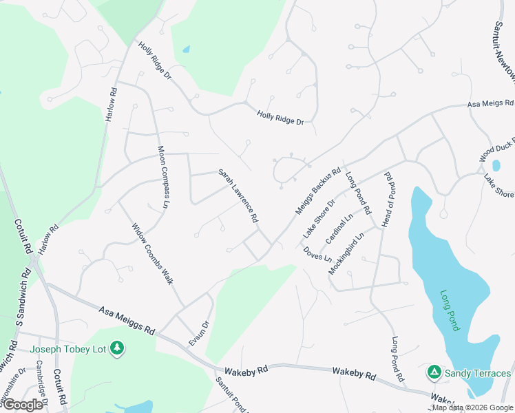 map of restaurants, bars, coffee shops, grocery stores, and more near 12 Sarah Lawrence Road in Sandwich