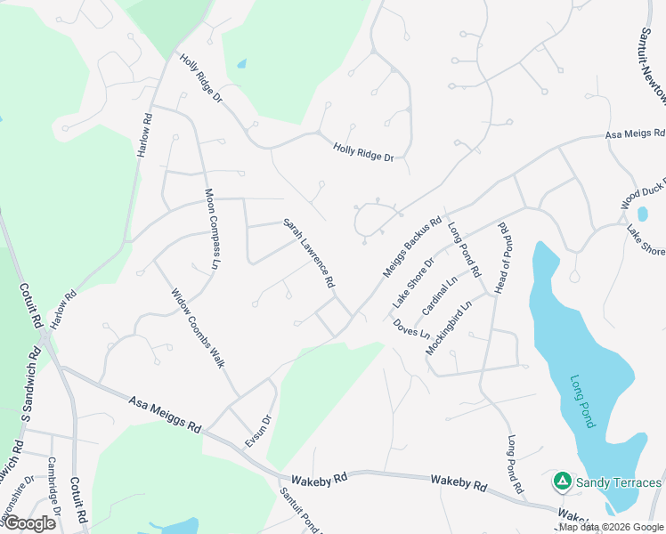 map of restaurants, bars, coffee shops, grocery stores, and more near 12 Sarah Lawrence Road in Sandwich