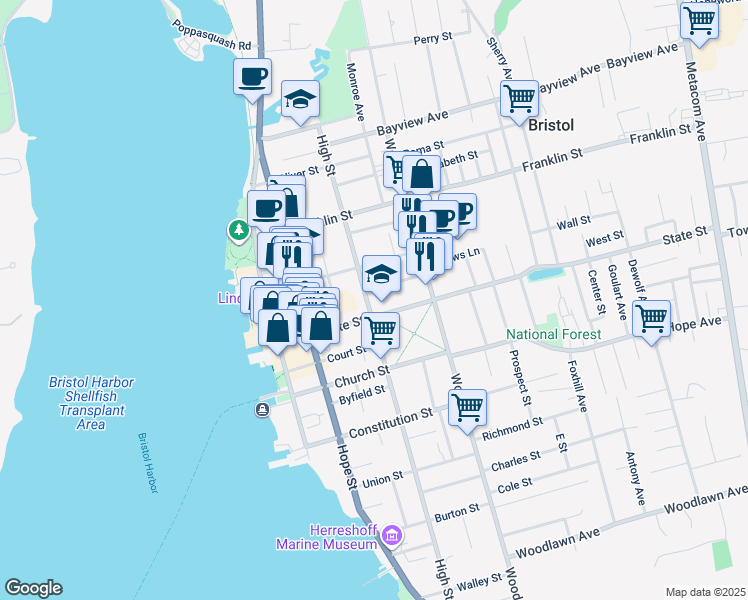 map of restaurants, bars, coffee shops, grocery stores, and more near 274 High Street in Bristol