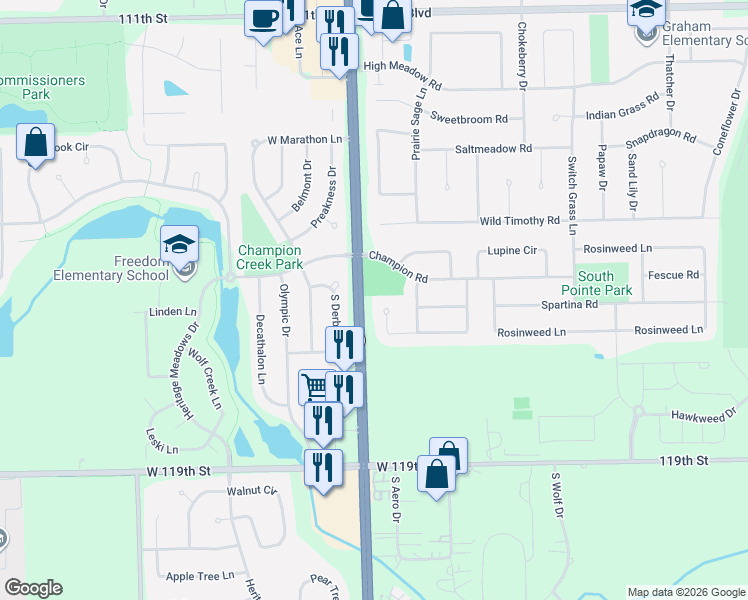 map of restaurants, bars, coffee shops, grocery stores, and more near 5643 Bergamot Court in Naperville
