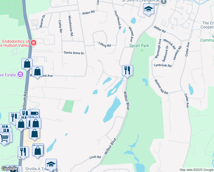 map of restaurants, bars, coffee shops, grocery stores, and more near 89 Turnberry Court in Poughkeepsie