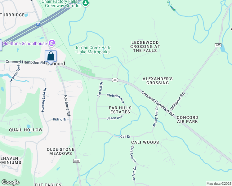 map of restaurants, bars, coffee shops, grocery stores, and more near 11781 Christian Avenue in Painesville