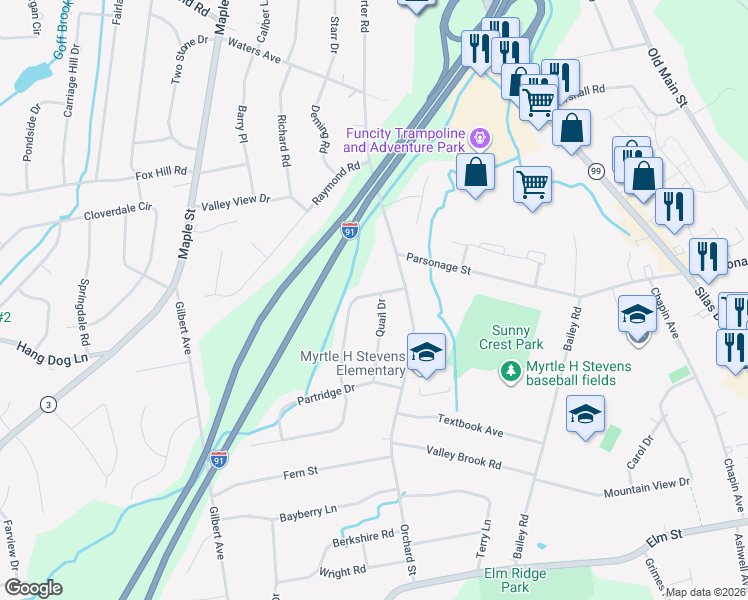 map of restaurants, bars, coffee shops, grocery stores, and more near 41 Pheasant Drive in Rocky Hill