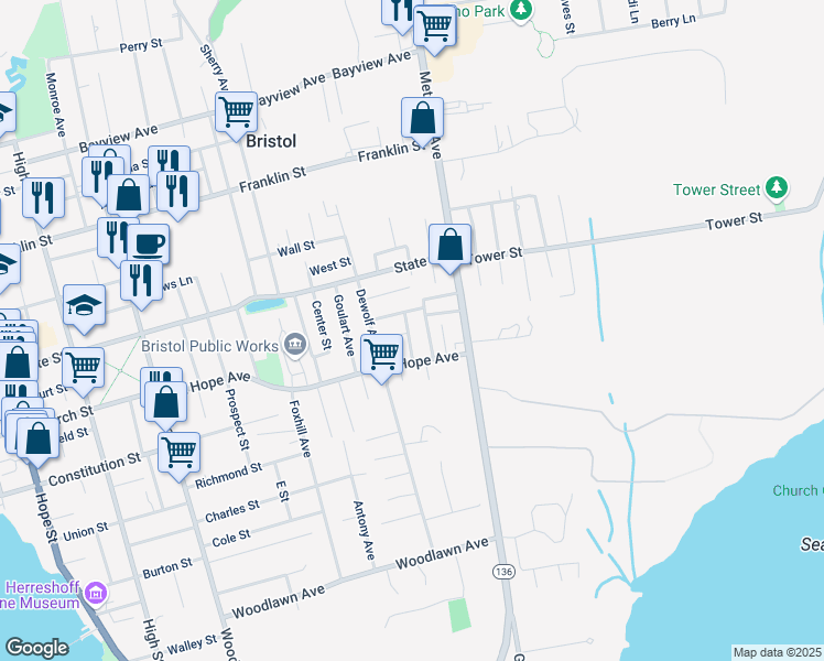 map of restaurants, bars, coffee shops, grocery stores, and more near 4 Milford Street in Bristol
