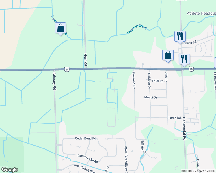 map of restaurants, bars, coffee shops, grocery stores, and more near 2931 Persimmon Drive in Sylvania