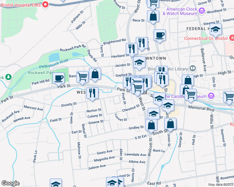 map of restaurants, bars, coffee shops, grocery stores, and more near 76 Divinity Street in Bristol