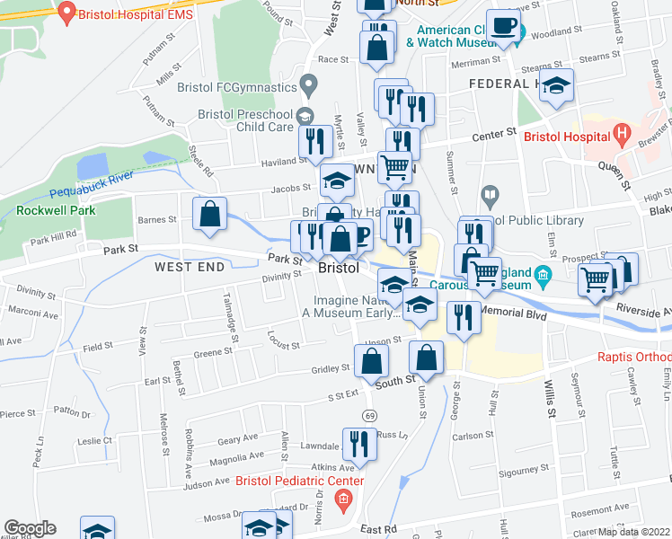 map of restaurants, bars, coffee shops, grocery stores, and more near in Bristol
