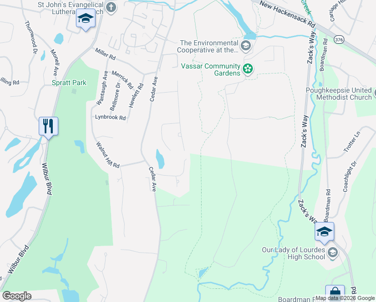map of restaurants, bars, coffee shops, grocery stores, and more near 59 Pembroke Drive in Poughkeepsie