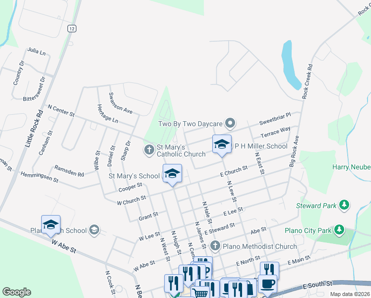 map of restaurants, bars, coffee shops, grocery stores, and more near 1009 North Edgelawn Drive in Plano