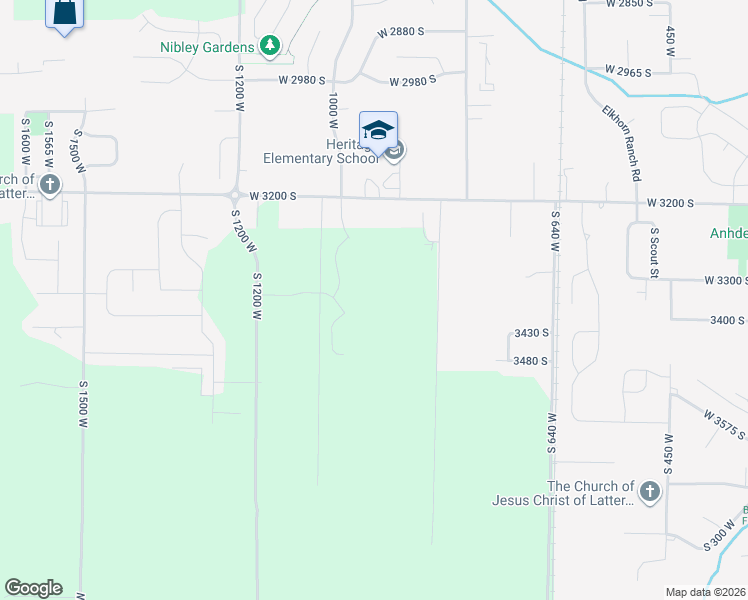 map of restaurants, bars, coffee shops, grocery stores, and more near 3394 South 960 West in Nibley