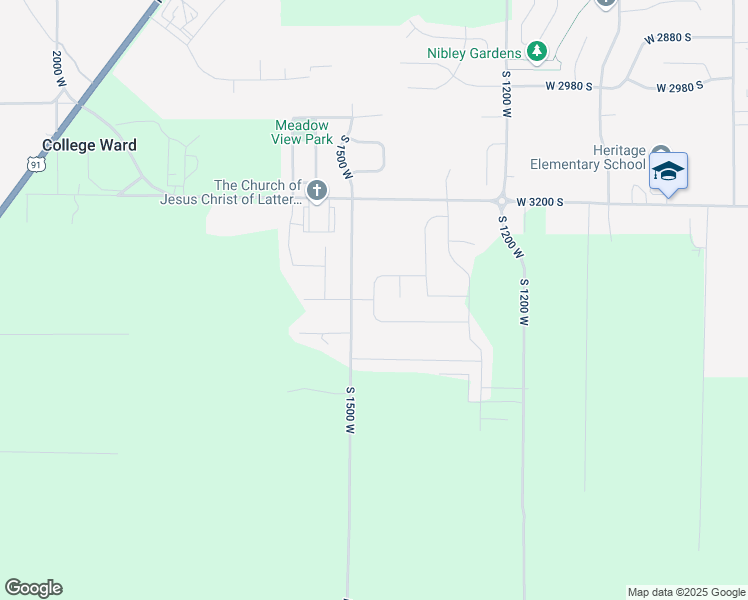 map of restaurants, bars, coffee shops, grocery stores, and more near South 1460 West in Nibley