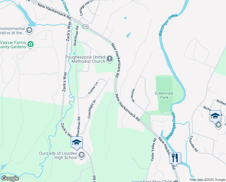 map of restaurants, bars, coffee shops, grocery stores, and more near 2339 New Hackensack Road in Poughkeepsie
