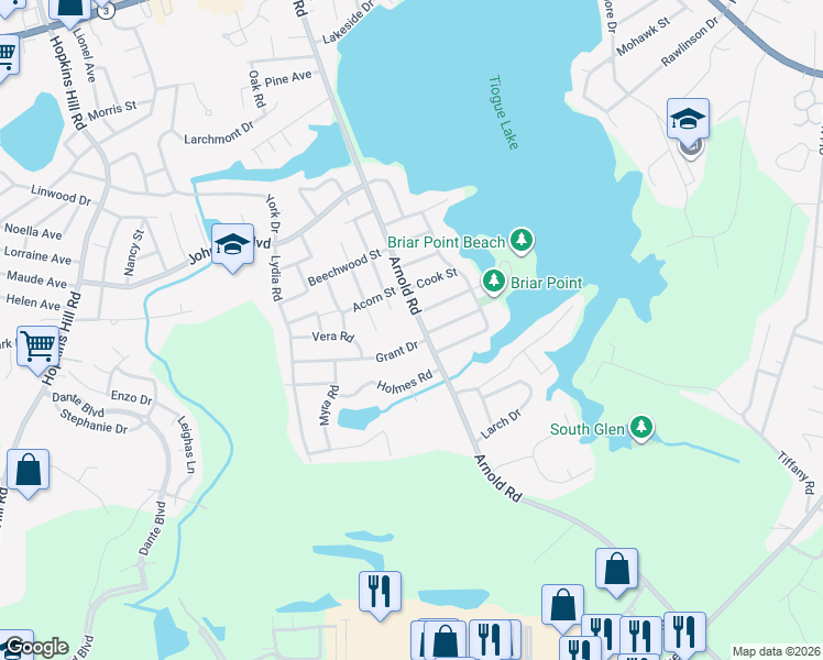 map of restaurants, bars, coffee shops, grocery stores, and more near 7 Grant Drive in Coventry