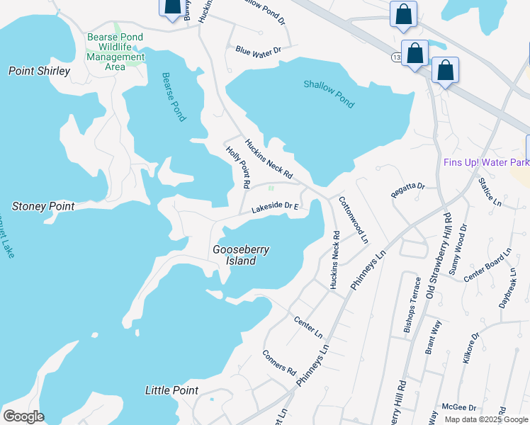 map of restaurants, bars, coffee shops, grocery stores, and more near 125 Lakeside Drive East in Barnstable