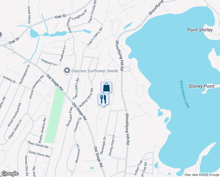 map of restaurants, bars, coffee shops, grocery stores, and more near 238 White Oak Trail in Barnstable